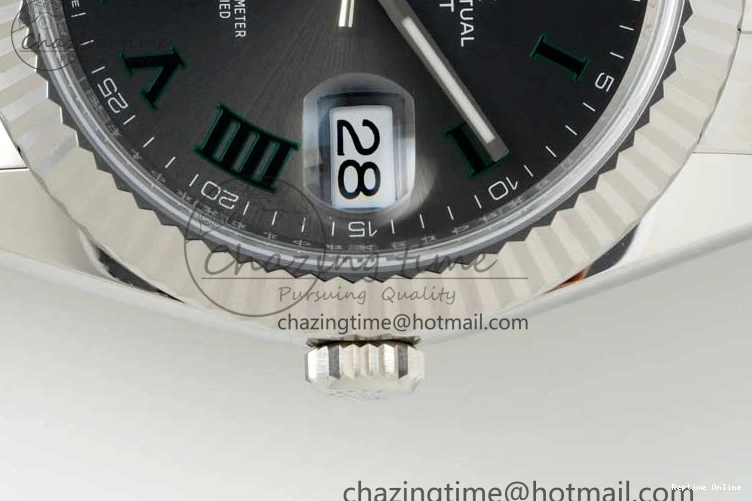 0212 DateJust 41 126334 NTF 1:1 Best Edition 904L Steel Gray Dial Green Roman on Oyster Bracelet VR ZeroBulk 2285